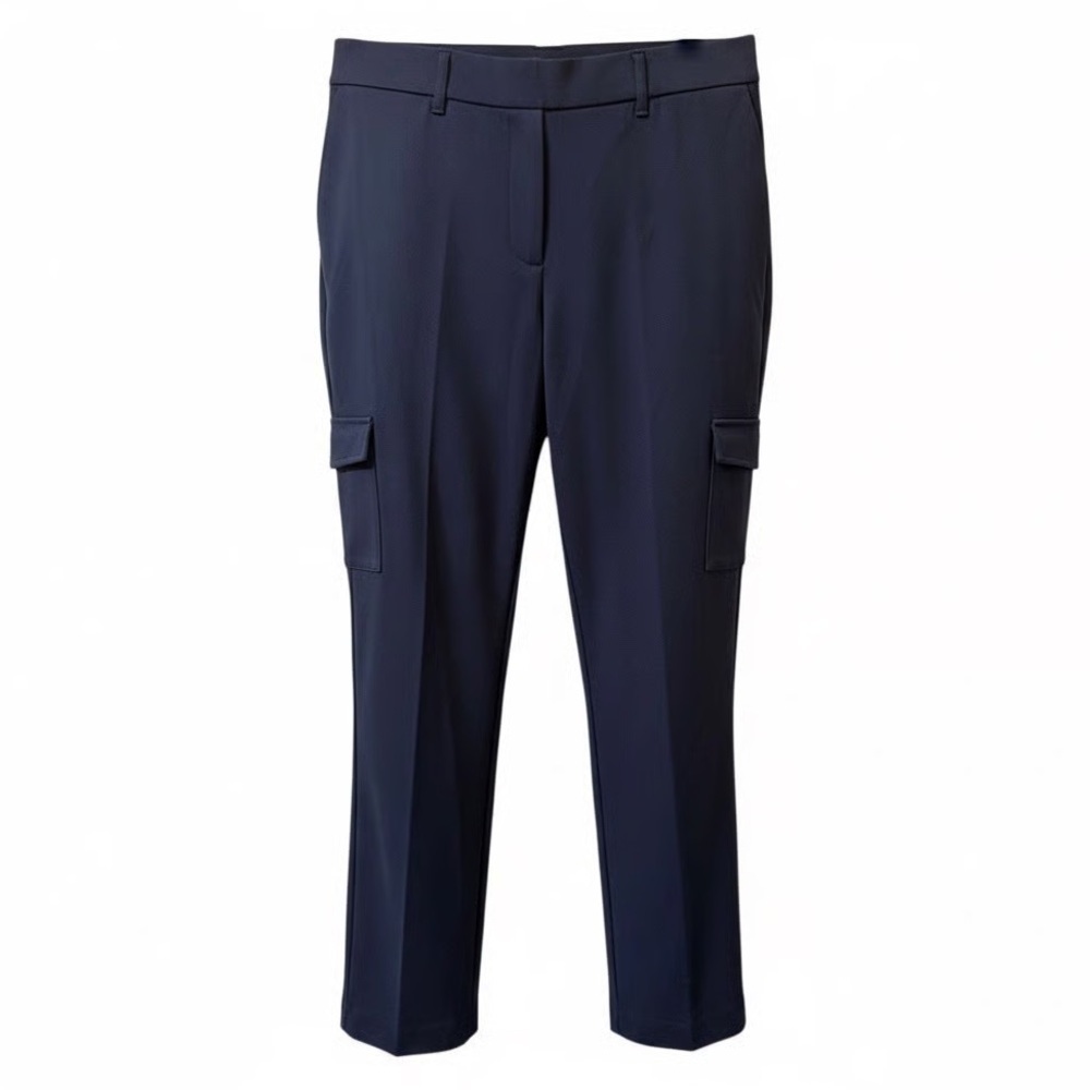 J. Jill Pull-On Ponte Cargo Pants Navy Blue Size Large Highrise *Tiny Flaw
